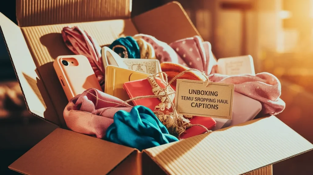 Unboxing Temu Shopping Haul Captions